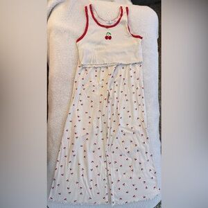 Women's Cream Cherry-Print Pajama Pants